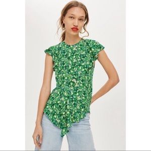 Topshop green peplum top. Very good condition
